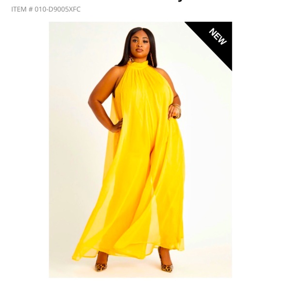 Ashley Stewart Plus Size Sheer Halter Jumpsuit - Picture 1 of 3